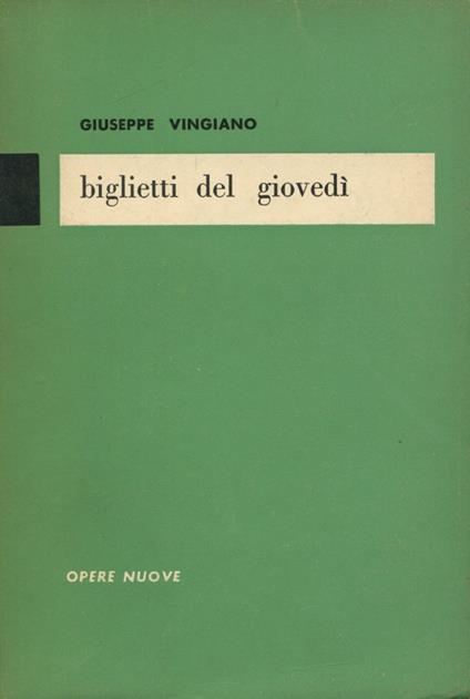 Biglietti del giovedì - Giuseppe Viano - copertina
