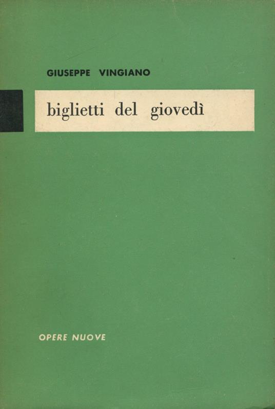 Biglietti del giovedì - Giuseppe Viano - copertina