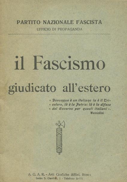 Il Fascismo giudicato all'estero - copertina