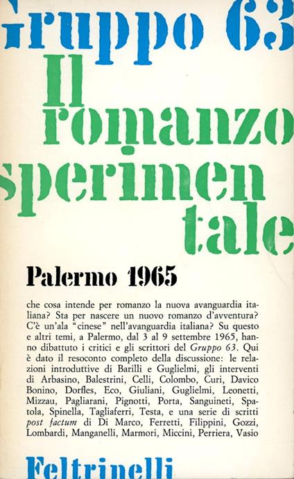 Gruppo 63. Il romanzo sperimentale. Palermo 1965 - Nanni Balestrini - copertina