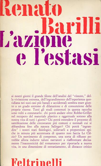 L' azione e l'estasti - Renato Barilli - copertina