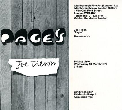 Joe Tilson. "Pages" - Recent work - Joe Tilson - copertina