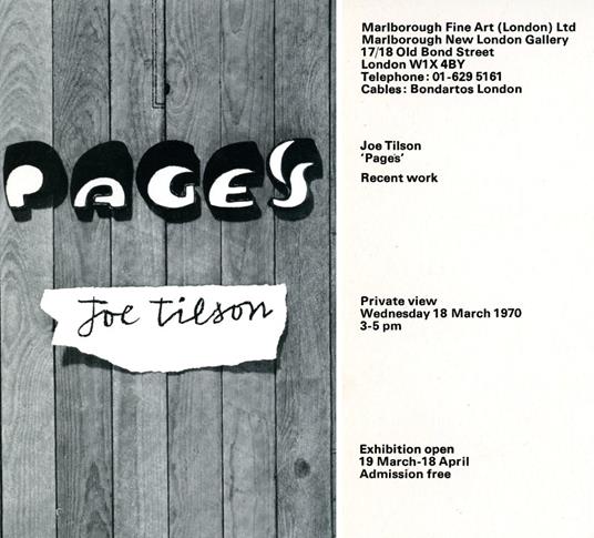 Joe Tilson. "Pages" - Recent work - Joe Tilson - copertina