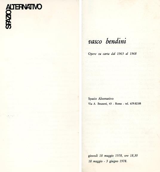 Opere su carta dal 1965 al 1968 - Vasco Bendini - copertina