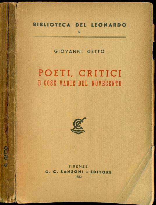 Poeti, critici e cose varie del Novecento - Giovanni Getto - copertina