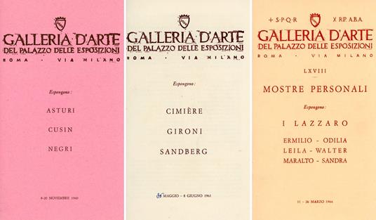 Tre Brochure della Galleria d'arte del palazzo delle esposizioni - copertina