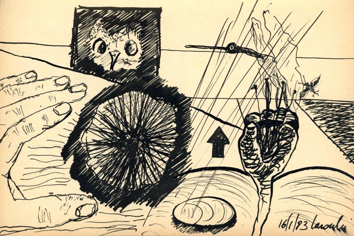 Quaderno con 72 disegni ad inchiostro originali. 1983