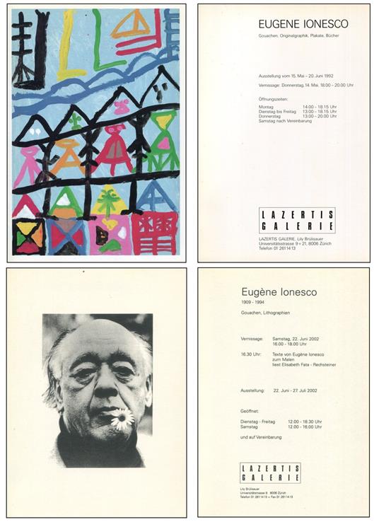 Eugene Ionesco. Gouachen, Originalgraphik, Plakate, Bucher - Eugène Ionesco - copertina