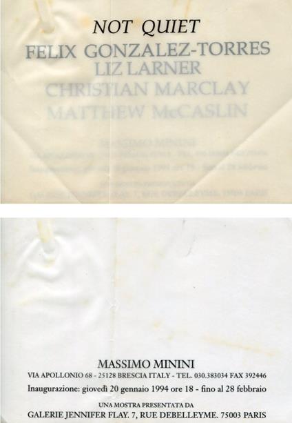 Not quiet. Felix Gonzalez-Torres, Liz Larner, Christian Marclay, Matthew McCaslin - copertina