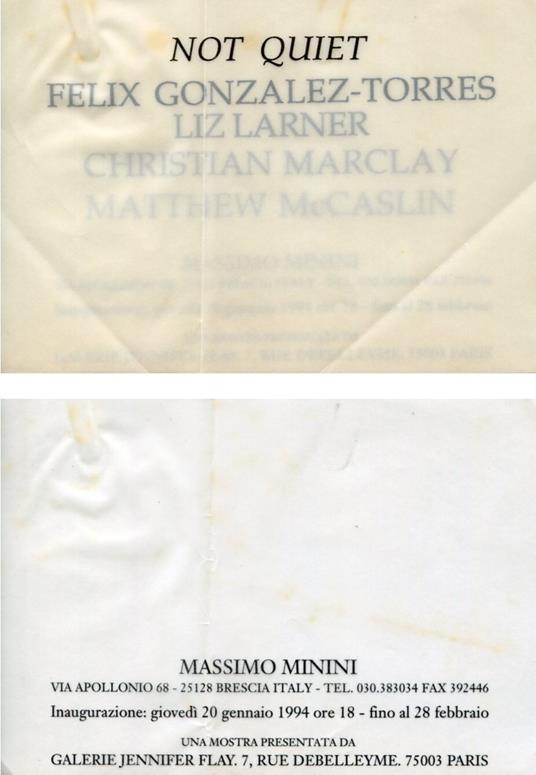 Not quiet. Felix Gonzalez-Torres, Liz Larner, Christian Marclay, Matthew McCaslin - copertina