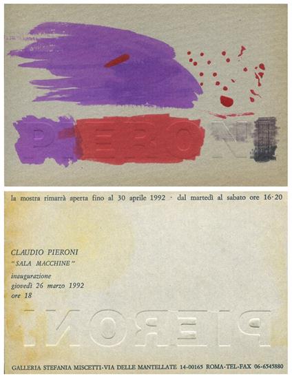 Claudio Pieroni. "Sala macchine" - copertina