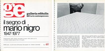 Il segno di Mario Nigro 1947-1977. Galleria Editalia 1978 - Mario Nigro - copertina