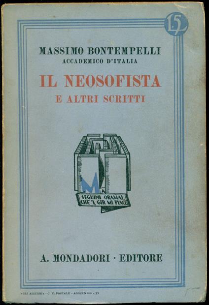 Il neosofista e altri scritti - Massimo Bontempelli - copertina