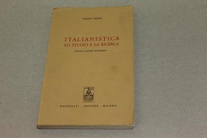 Italianistica. Lo studio e la ricerca - Renzo Negri - copertina