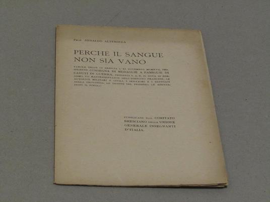 Perchè Il Sangue Non Sia Vano - Arnaldo Alterocca - copertina