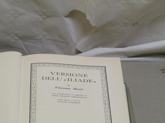 Vincenzo Monti - Gian Franco Chiodaroli. Versione dell"Iliade"- Poesie - Vincenzo Monti - copertina