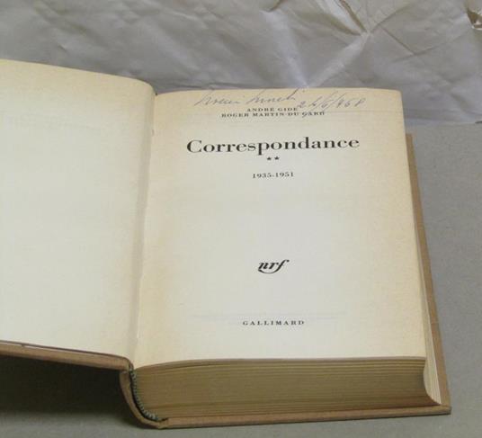 Correspondance 1935 - 1951 - André Gide - copertina