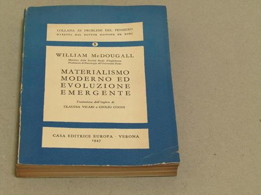 Materialismo moderno ed evoluzione emergente - William McDougall - copertina
