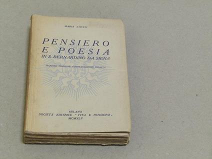 Pensiero e poesia in S. Bernardino da Siena - Maria Sticco - copertina