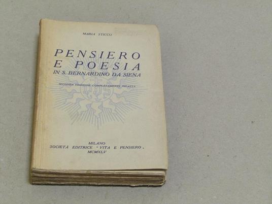 Pensiero e poesia in S. Bernardino da Siena - Maria Sticco - copertina