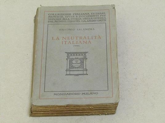 La Neutralità Italiana - Antonio Salandra - copertina