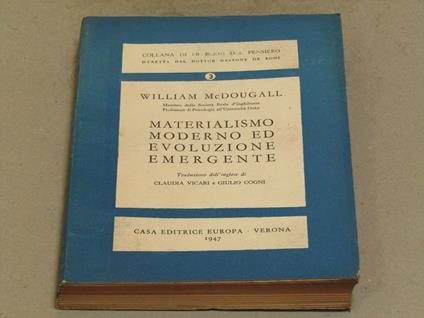 Materialismo moderno ed evoluzione emergente volume 3 - William McDougall - copertina