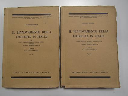 Antonio Rosmini. Il rinnovamento della filosofia in Italia. 2 volumi. Fratelli Bocca. 1941-I - Antonio Rosmini - copertina