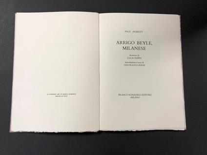 Arrigo Beyle, milanese. Incisioni di Luca Crippa. Introduzione di Gian Franco Grechi. Franco Sciardelli editore, 1983 - copertina
