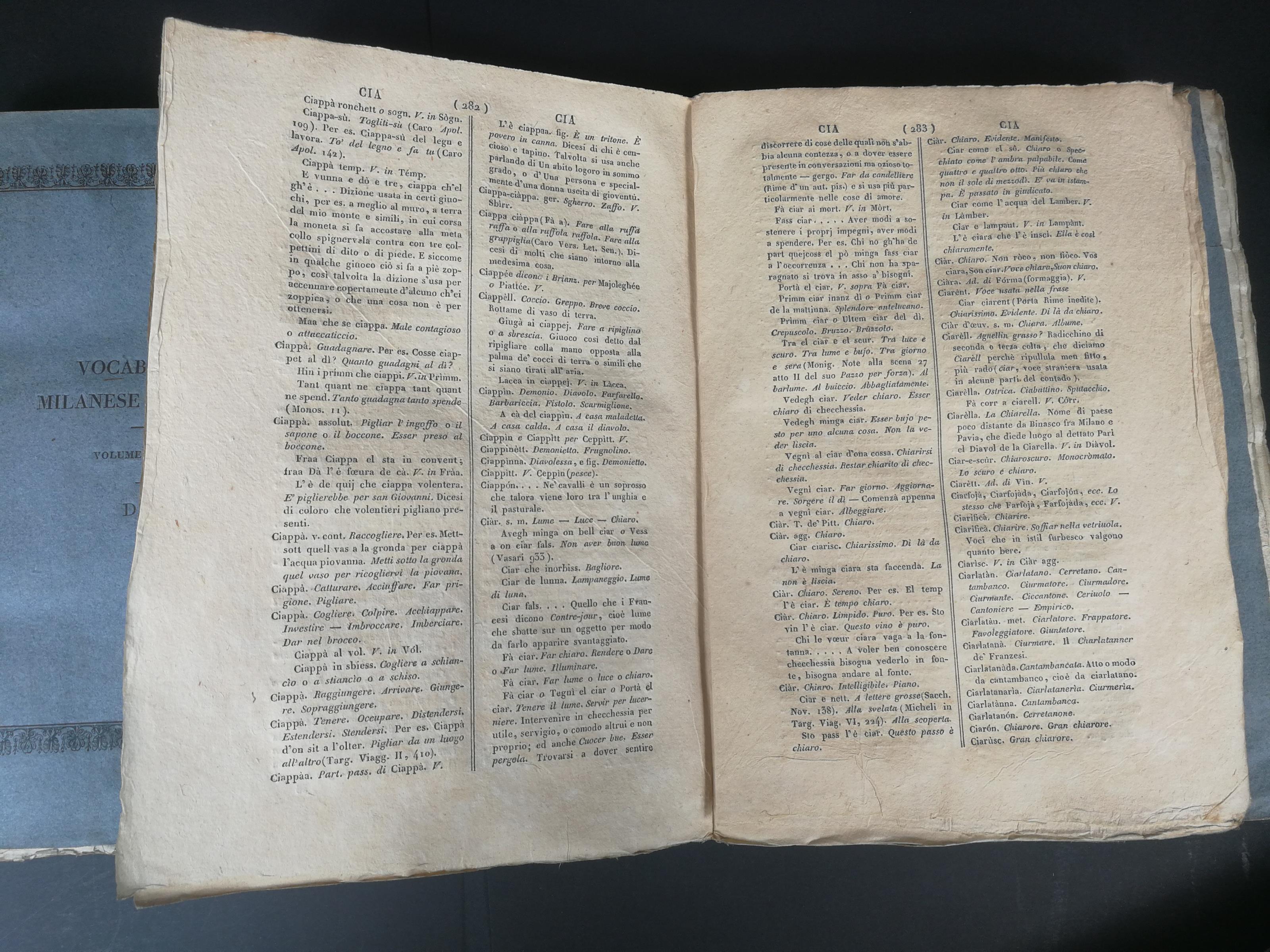 Vocabolario milanese-italiano. Milano, Regia Stamperia, 1839-1856. Il quinto volume Dalla Società Tipografica de' Classici italiani