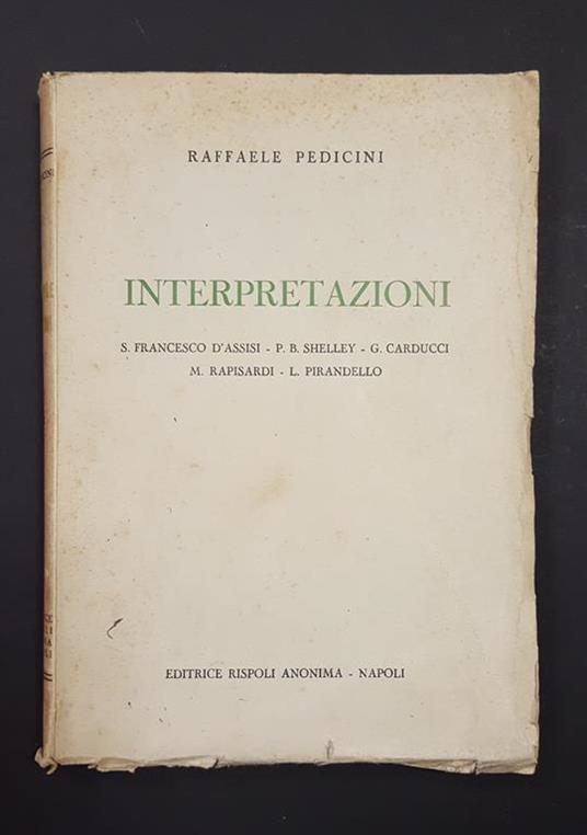 Interpretazioni. Editrice Rispoli Anonima. 1941 - Raffaele Piccini - copertina