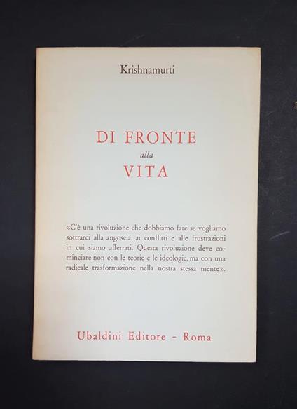 Di fronte alla vita. Ubaldini Editore. 1969 - I - Jiddu Krishnamurti - copertina