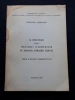 Il discorso sugli Indiani d'America di Samuel Farmar Jarvis. Univ. di Genova. 1970-I