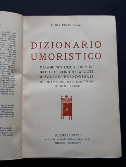 Dizionario umoristico. Hoepli. 1935-I - Dino Provenzal - copertina