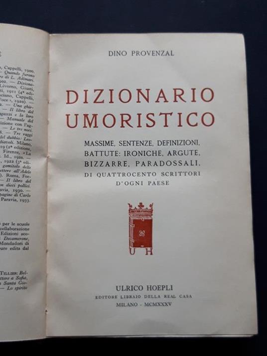 Dizionario umoristico. Hoepli. 1935-I - Dino Provenzal - copertina