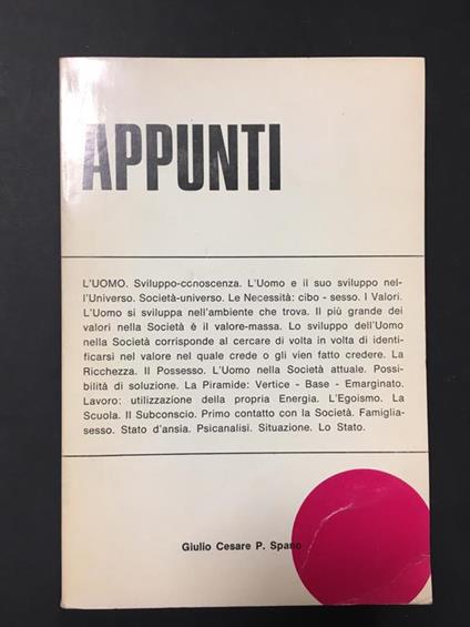 Appunti. "l'uomo". S.e. 1970. Con lettera dell'autore - copertina