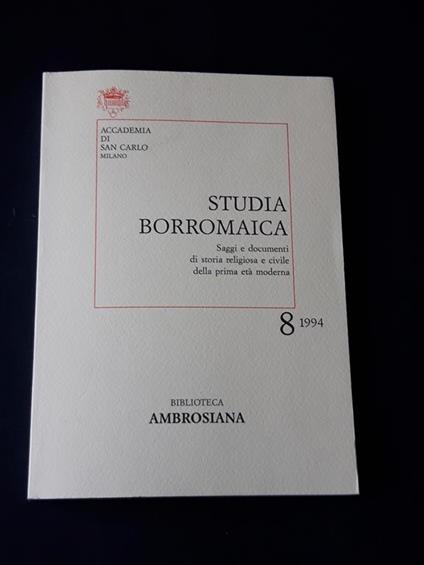 Aa. Vv. Studia Borromaica 8. Biblioteca Ambrosiana. 1994 - I - copertina