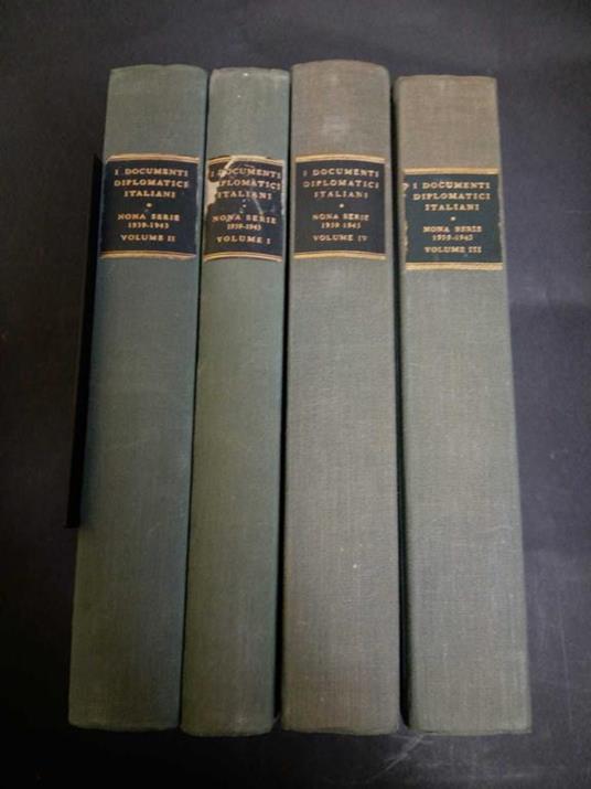 Aa.Vv. I Documenti Diplomatici Italiani. Nona Serie 1939-1943. Voll. I-Ii-Iii-Iv. Istituto Poligrafo Dello Stato/Libreria Dello Stato. 1954/1957/1959/1960 - copertina