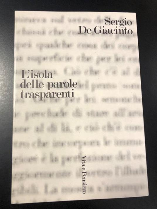 L' isola delle parole trasparenti. Vita e Pensiero 1983 - Sergio De Giacinto - copertina