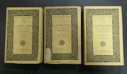 Giambattista Vico. La scienza nuova. a cura di Fausto Nicolini. 3 voll. Laterza. 1916 - Giambattista Vico - copertina