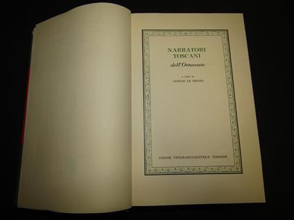 Narratori toscani dell'Ottocento. a cura di UTET. 1976. Con fascetta editoriale - Giorgio De Rienzo - copertina