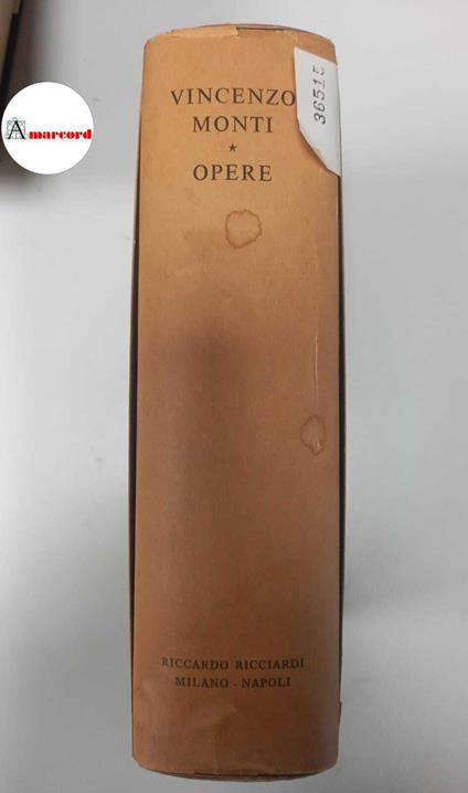 Monti Vincenzo, Opere, Ricciardi, 1953 - Vincenzo Monti - copertina