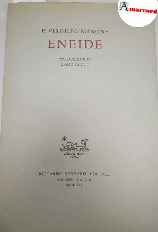 Publio Virgilio Marone, Eneide, Ricciardi, 1980 - I - Publio Virgilio Marone - copertina