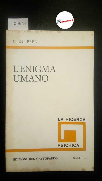Du Prel Carlo, L'enigma umano, Edizioni del Gattopardo, 1971 - I - copertina