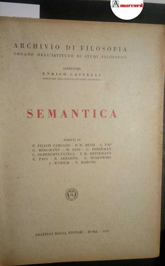 AA. VV., Semantica, Bocca, 1955 - copertina