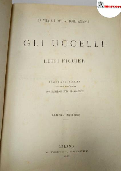 Figuier Luigi, Gli uccelli, Treves, 1869 - Luigi Figuier - copertina