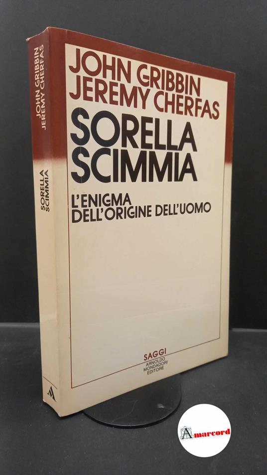 Gribbin, John. , and Cherfas, Jeremy. , and Paggi, Marco. , Pace, Giovanni Maria. Sorella scimmia : l'enigma dell'origine dell'uomo. Milano A. Mondadori, 1984 - copertina