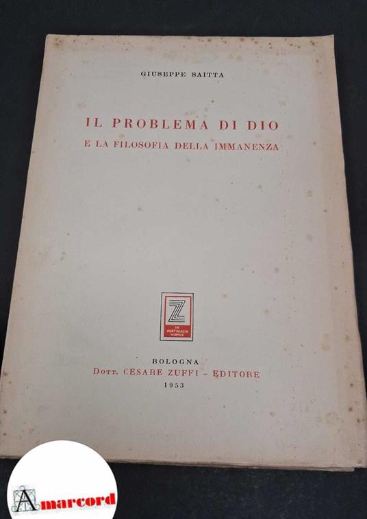 Giuseppe Saitta. Il problema di Dio - copertina