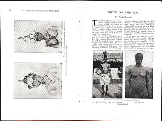 Notes on the Ekoi. P.A. Talbot. Da National Geographic 1912 - copertina