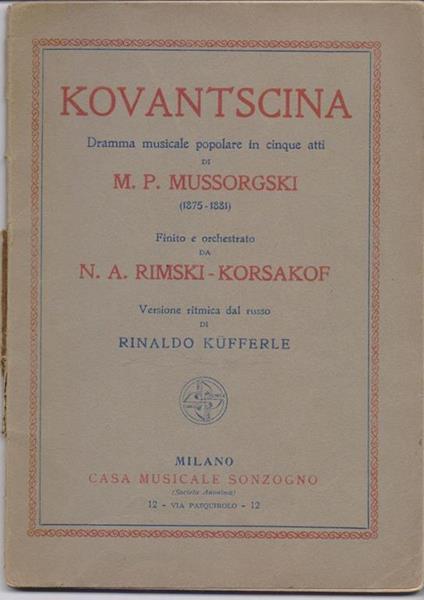 Kovantscina. P.M. Mussorgski - copertina