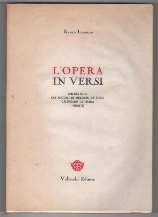 L' opera in versi. Laurano Renzo (Luigi Asquasciati) - copertina